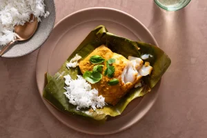 Thai Fillet of Fish Baked in Banana Leaf